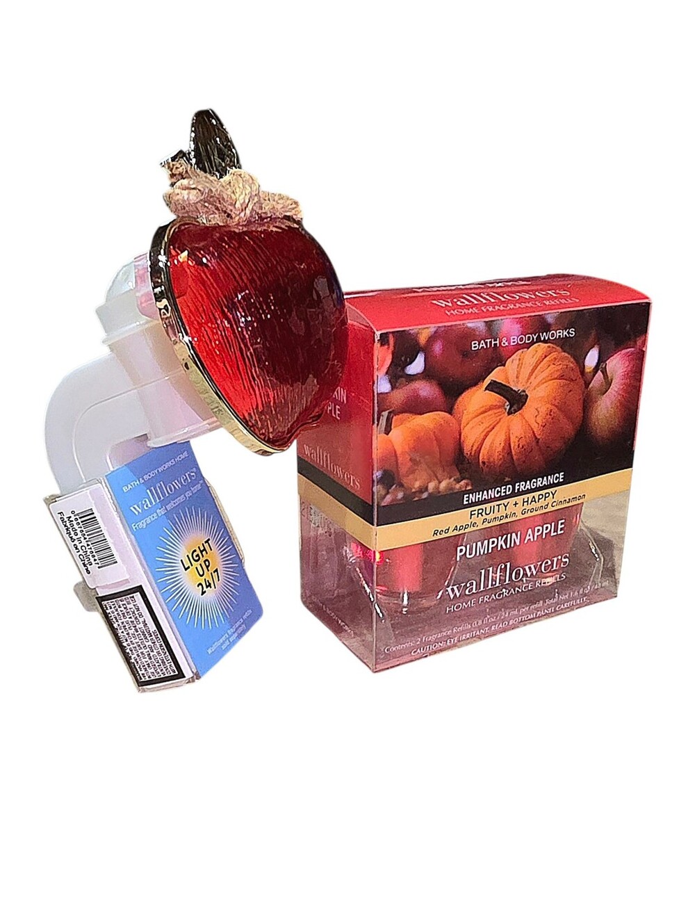 NEW PUMPKIN APPLE WALLFLOWER FRAGRANCE AND LIGHT UP WALL PLUG BATH & BODY WORKS